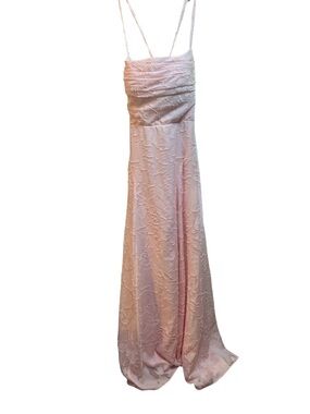 Soft Pink Backless Ruched Bodice Spaghetti-Strap Formal Dress XS New